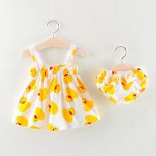 Summer Newborn Infant Sleeveless Dress+Briefs 2 Piece Set Clothing Baby Girls Toddler Underwear Stripe Print Cute Clothes 0-24M 2024 - buy cheap