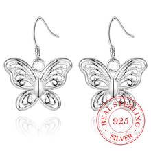 Korean 925 Sterling Silver Romantic Butterfly Crystal Vintage Long Dangle Earrings For Women 2020 Engagement Wedding Jewelry 2024 - buy cheap