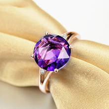Anillos elegantes con piedras preciosas de cristal púrpura para mujer, joyería de color oro rosa de 18k, bisutería, regalos de fiesta 2024 - compra barato