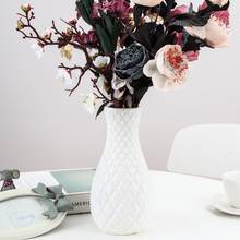 Vaso de plástico com imitação de cerâmica, cor branca, para flores, cesta de flores, decoração para casa, estilo nórdico, 1 peça 2024 - compre barato