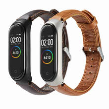 Correa de cuero genuino para reloj Xiaomi Mi Band, Pulsera de piel auténtica para xiaomi mi Band 6, 5 y 4 2024 - compra barato