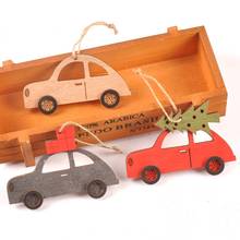 Adornos navideños de madera con diseño de coche, colgantes de árbol, decoraciones DIY para el hogar, regalo de Año Nuevo, MT2535 2024 - compra barato