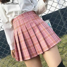 Harajuku-faldas plisadas de cintura alta para mujer, minifaldas con estampado de cuadros, estilo coreano, para bailar, 2020 2024 - compra barato