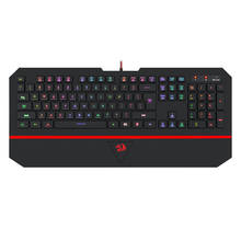 Redragon-teclado K502 RGB para juegos, periférico silencioso de 104 teclas con retroiluminación LED RGB, reposamuñecas para juegos de PC y Windows 2024 - compra barato