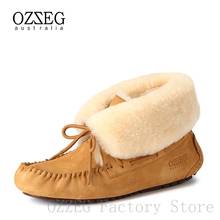 OZZEG Luxury Brand Designer Shoes Women Winter Australia Sheep Fur Snow Boots Real Leather Ankle Boots Ladies Footwear OZ0030 2024 - buy cheap