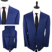 Ternos masculinos 2020, conjunto de 2 peças de casamento, smoking azul feito sob medida, jaqueta para padrinho 2024 - compre barato