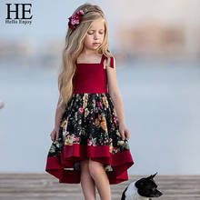 HE Hello Enjoy/2021 г. Платье для маленьких девочек новое летнее свободное платье принцессы на бретельках с принтом для отдыха, Пляжная детская одежда 2024 - купить недорого