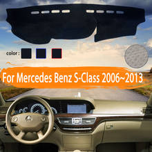 Para mercedes benz s-class w221 s-klasse s300 s320 s400 s500 s60 painel de cobertura esteira pára-sol dashmat tapete acessórios do carro 2006 2024 - compre barato