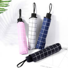 Sombrilla de doble uso para hombre y mujer, paraguas plegable a cuadros en blanco y negro, con recubrimiento coreano 2024 - compra barato