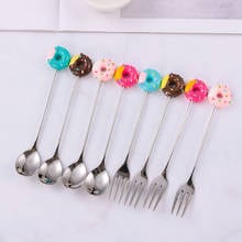 Mini Dessert Spoon Stainless Steel Fork Spoon Ice Cream Coffee Stirring Spoons Teaspoon Donut Fruit Fork Kitchen Flatware 2024 - buy cheap