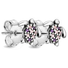 Original Me Collection-pendientes de tuerca de tortuga marina con cristal para mujer, pendientes de plata de ley 925, regalo, joyería Pandora artesanal 2024 - compra barato