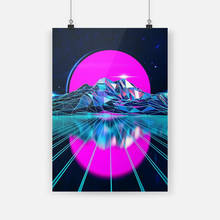 Póster de Synth Vaprwave Retrowave Synthwave, marco de madera enmarcado, lienzo, pintura, arte de pared, decoración para habitación, estudio, decoración del hogar, impresiones 2024 - compra barato