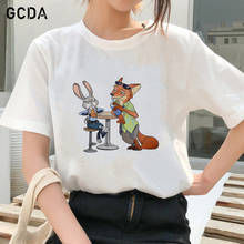 Camisetas holgadas de conejo, Judy, zorro, nicker, Harajuku, para chicas, Tops, ropa Kawaii Zootopia 2024 - compra barato