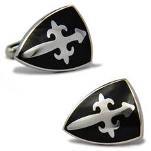 Vintage Cuff Links For Men Shield Design Quality Brass Material Black Color Cufflinks Wholesale&retail 2024 - buy cheap