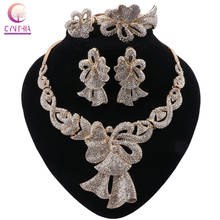 CYNTHIA African Wedding Crystal Necklace Bracelet Earrings Ring Sets Dubai Fashion 3 Color Jewelry Set For Women 2024 - buy cheap