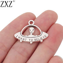 ZXZ-abalorios con forma de OVNI Alien, abalorios para collar, fabricación de joyas, 31x23mm, 10 Uds. 2024 - compra barato