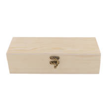 Unfinished Wood Jewelry Box Tea Box Earring Storage Box with Lock 4 Slots 2024 - buy cheap