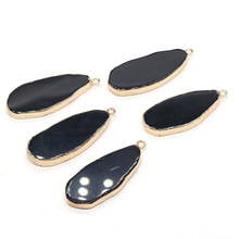 Natural Agates Stone Pendants Waterdrop Shape Black Agates Stone Charms For Jewelry Making Necklace Bracelet Gift 2024 - buy cheap