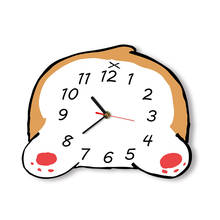 Irregular Cute Design Shaped Corgi Butt Quartz Wall Clock Quiet Sweep Acrylic Watch Frameless Printed Bedroom Decor Timepieces 2024 - compre barato