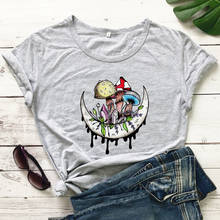 Camiseta Vintage con estampado de setas y cristales en la Luna, camisa con estampado de setas mágicas, estética Bohemia, bruja Hippie 2024 - compra barato