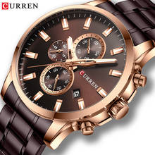 CURREN Fashion Watches Men Coffee Clock Men Quartz Wristwatch Stainless Steel Band Chronograph Watch Male Relogio Masculino 2024 - buy cheap