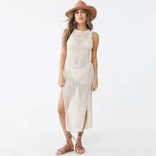 Femme Beach Cover Ups Hollow Out Sexy Slim Bikini Swimwears Loose Crochet Knit Beach Long Dress Mujer Bathing Suit Cover Dress 2024 - buy cheap