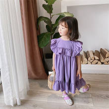2022 Spring Summer Puff Sleeve Ruffles Dress Kids Girls Cute Casual Princess Dresses 2024 - buy cheap