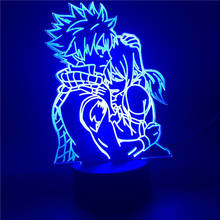 Аниме 3d светильник Сказочный хвост Natsu Dragneel Erza Scarlet Hug светодиодный ночник с USB аккумулятором светодиодный декоративный светильник льник рождественские подарки 2024 - купить недорого