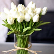 Ramo de flores artificiales para decoración de boda, flor Artificial de tulipán, ramillete de flores falsas, tulipanes, 10 Uds. 2024 - compra barato