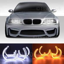 For BMW E46 325i 325xi 330i 330xi with HID headlights 1999-2005 Crystal DTM Style LED Angel Eyes Light White and Yellow Turn 2024 - buy cheap