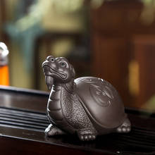 Juego de té personalizado de cerámica con adornos para Boutique, juego de té personalizado con diseño de tortuga de la suerte dorada, ceremonia de té cero a juego, juego de té para mascotas Mini 2024 - compra barato