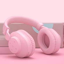 Novos fones de ouvido femininos, headset tf com bluetooth 525, cartão de memória, hifi, fm, play, rosa, para meninas 2024 - compre barato