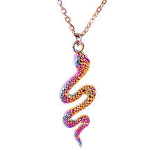 New 1pcs Rainbow Color zinc Alloy Snake Charms Animal Snake Necklaces Collar women men Gifts free Stainless steel chain 20‘’ 2024 - buy cheap