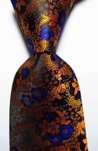 Gravata floral masculina 9cm, conjunto de gravata de seda laranja preto e vermelho, jacquard 100% de tecido 2024 - compre barato