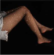 Women Crystal Rhinestone Stockings Thin Transparent Female Slim Black White Red BIG Fishnet Net Mesh Diamond Pantyhose Stockings 2024 - buy cheap