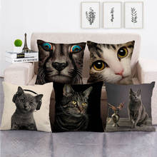 45cm*45cm cats face high quantity cushion cover linen/cotton sofa  pillow cover decorative pillow case 2024 - buy cheap