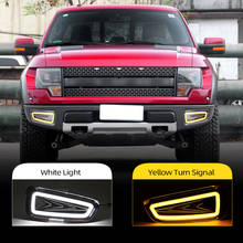 Carro piscando 2 pçs para ford raptor f150 2010 2012 2013 2014 2015 led drl luz de circulação diurna frente luz corrida nevoeiro 2024 - compre barato