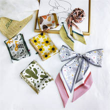 Spring Autumn 2021Women's Twill Silk Neckerchiefs Imitation Silk Neck Scarf Clear Printing All-match Bags Ribbon Hair Hat Scarf 2024 - buy cheap