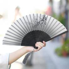 Leque dobrável de seda estilo cereja elegante, leque dobrável de seda estilo japonês arte artesanato presente decoração de casa dança leque de mão 2024 - compre barato