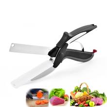 Smart Clever Scissor Cutter 2 in 1 Cutting Board Utility Cutter Stainless Steel Ourdoor Smart Vegetable Scissor Kitchen Knife 2024 - buy cheap