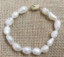 9mm white baroque pearl handmade Bracelet 925 silver gold clasp real Natural Freshwater Pearl 15cm 20cm 6inch 8inch 9'' 2024 - buy cheap