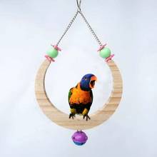 Parrot Swing Perch Stand Hanging Hammock Bell Toy Pet Cage Bird Wooden Training Exercise Claw Feet Grinding Stick Bite Chew Toys 2024 - buy cheap