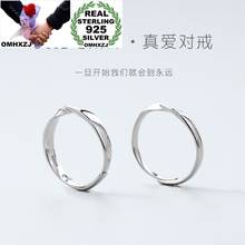 OMHXZJ Wholesale RR1352 European Fashion Fine Lovers Couple Party Birthday Wedding Gift Simple Mobius 925 Sterling Silver Ring 2024 - buy cheap