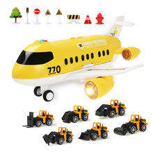 6 tipos de almacenamiento de aviones grandes multifunción para niños, modelo de juguete, simulación de música ligera, camión de aleación, juguetes educativos para niños 2024 - compra barato