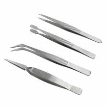 4Pcs/Set Precision Tweezers Stainless Steel Thick Electronics Forceps Eyebrow Tweezers Anti-Skid Makeup Repair Multi Tools 2024 - buy cheap