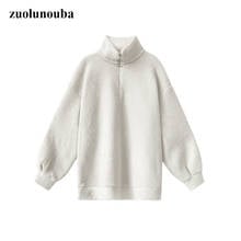 2020 Winter New Lamb Velvet Half High Collar Plus Velvet Women Sweatshirt Sweet Solid Color Comfortable Warm Ladies Pullover 2024 - buy cheap