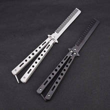 Stainless Steel Foldable Comb Silver Black Butterfly Knife Trainer Training Dull Knife Outdoor Camping Practice Knife Comb Tool 2024 - buy cheap