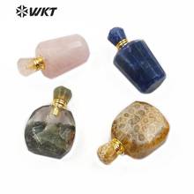 WT-P1478 New Arrival!!!Perfume Bottle Pendant Natural Stone Pendant Stone Bottle With Gold Electroplated Hook Fashion Pendant 2024 - buy cheap