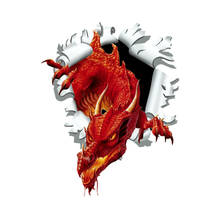 Рваная пуля с дырками дизайн мотива красный дракон Автомобильная наклейка наклейки для окна фотография KK15 * 15 см 2024 - купить недорого