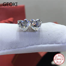 Geoki-pendientes de plata de primera ley con forma de corazón, aretes, plata esterlina 925, moissanita, diamante, 2 Ct, corte perfecto, Color VVS1 2024 - compra barato